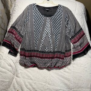 Womens Alyx 3X Black/Navy/Pink Patterned Top